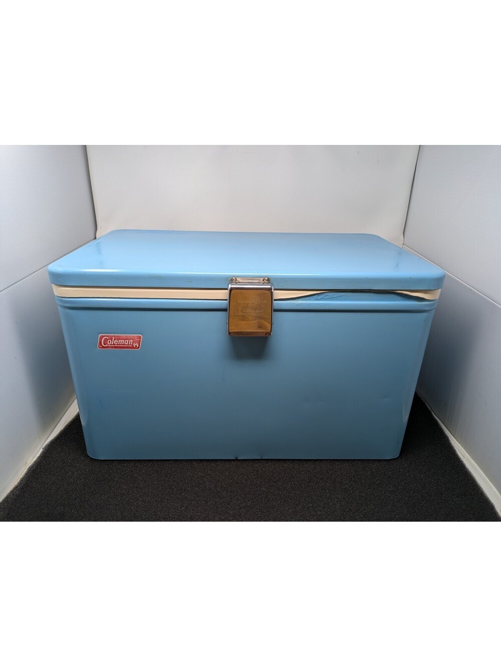 Vintage 1974 Coleman Cooler Blue & White  Steel-Belted Camping Ice Chest